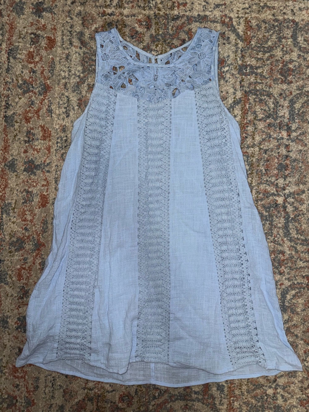 Light blue crochet detail sleeveless dress